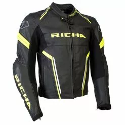 Richa Monza Leather Sports Jacket - Black / Fluo