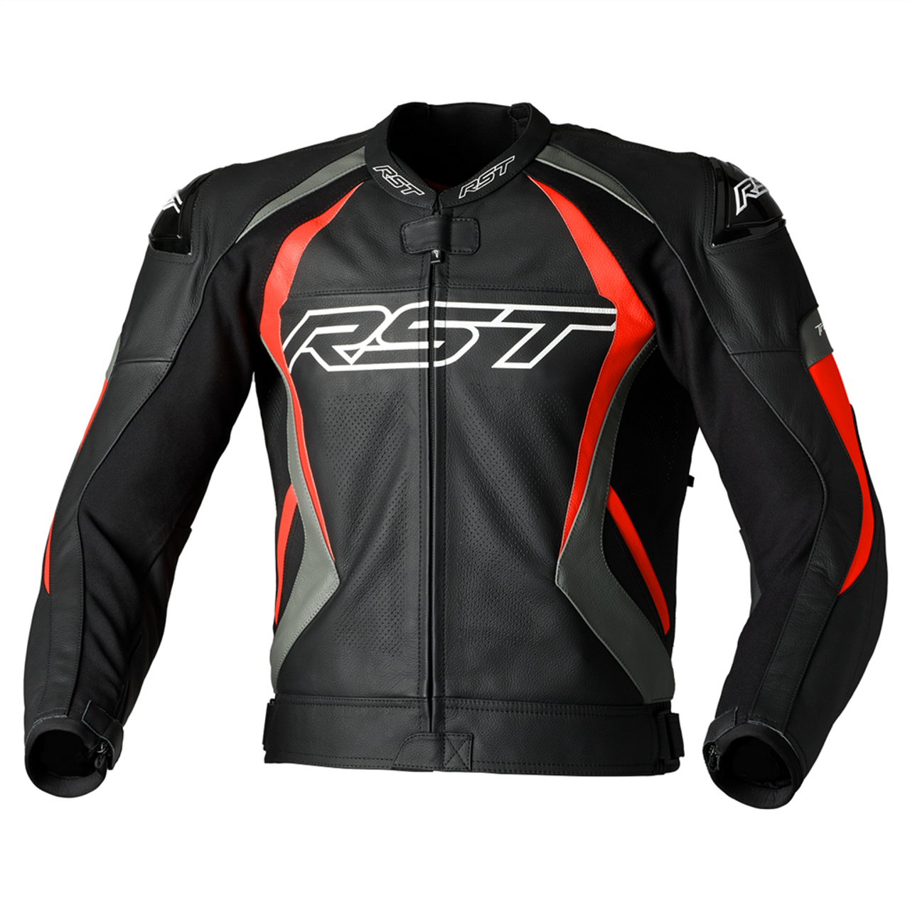 RST Tractech Evo 4 CE Mens Leather Jacket - Black / Grey / Flo Red 3 RST Tractech Evo 4 CE Mens Leather Jacket - Black / Grey / Flo Red