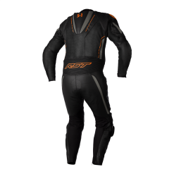 RST S1 CE Mens One Piece Leather Suit - Black / Grey / Neon Orange