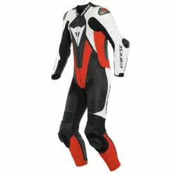 Dainese Laguna Seca 5 1 Perforated Piece Leather Suit - Black / White / Fluo Red