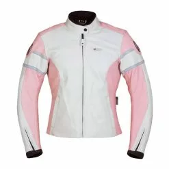 Richa Karina Ladies Leather Jacket - White / Pink