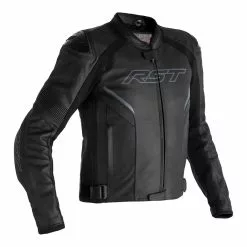 RST Sabre Airbag CE Mens Leather Jacket - Black / Black