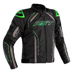 RST S-1 CE Mens Textile Jacket - Black / Grey / Neon Green .